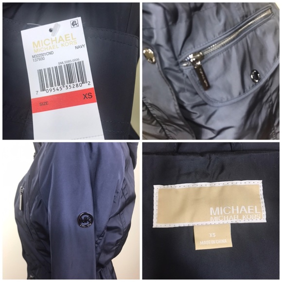 Michael Kors Hooded Anorak Raincoat Dark Navy W - Picture 5 of 5